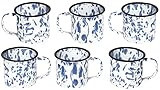 Red Co. Set of 6 Enamelware Metal Small Classic 5 Oz Round Coffee and Tea Mug with Handle, Navy Blue...
