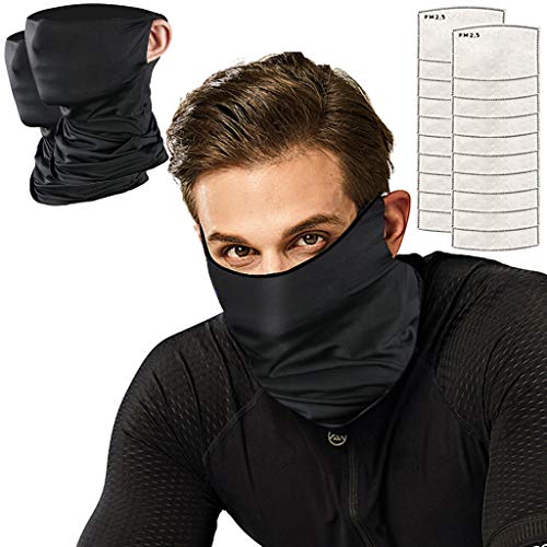 Schlauchschal Herren Damen,2 Stück Schlauchtuch mit 20 Aktivkohlefilter,Multifunktionstuch Schlauchtuch Halstuch Mundschutz Tuch Schlauch