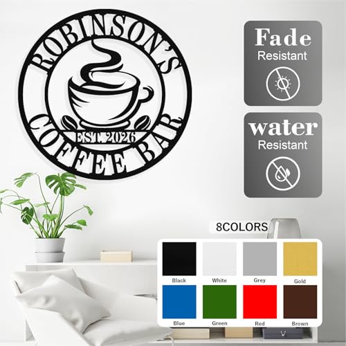 Image of Personalized Coffee Bar Metal Sign, Custom Coffee Signs, Custom Coffee Name Signs for Cafe Station, Coffee Wall Art Decor for Kitchen, Cafe Shop Decor, Cafe Lover Gift
