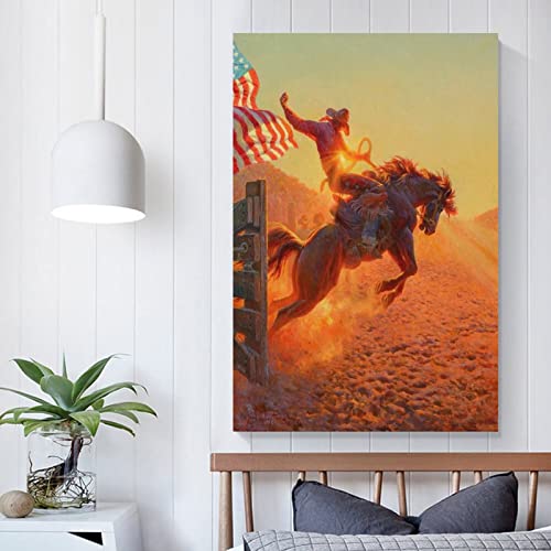 Mbu Western Cowboy In The Sunset Poster Decorative Painting Canvas Wall Art Living Room Posters Bedroom Painting 16X24Inch thumb #4