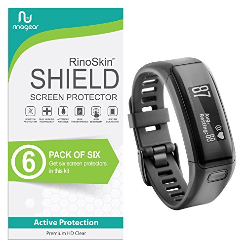 [6-PACK] RinoGear for Garmin Vivosmart HR Screen Protector [Active Protection] Full Coverage Flexible HD Invisible Clear Shield Anti-Bubble Film