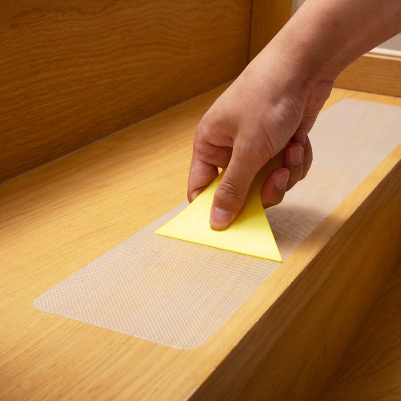 15 Stück Treppenstufen Matten Antirutsch, Selbstklebend & Wasserdicht (15 x 60 cm Transparent) | Antirutschmatte für Treppen, Rutschschutz Klebeband für Holzstufen, Marmor, Fliesen und alle Böden