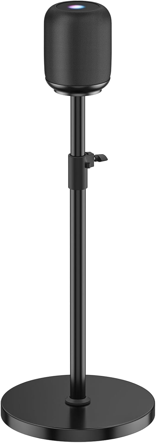 Height Adjustable Speaker Stand for Homepod 1 and Homepod 2 Stand Built-in Cable Management - Heavy-Duty Floor Speaker Stands for HomePod 1st and 2nd Generation Speakers Easy to Install, Black