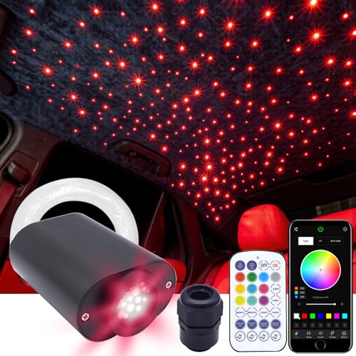 Image of Starlight Headliner Kit Fiber Optic Lights Star Lights for Car with Remote APP Control Twinkle Music Mode RGBW Sound Activated 400Pcs*0.03in*9.8ft