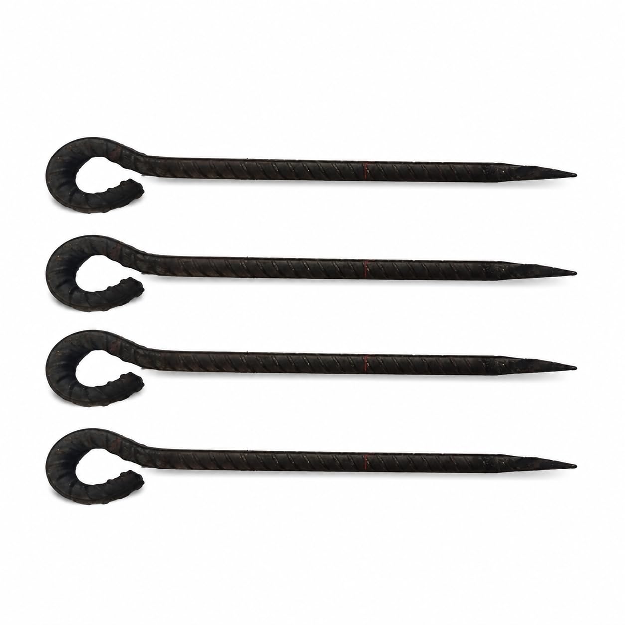 Piquet Métallique Fileté pour Tente, Finition métallique, Pieu pour tonnelle, Installation Camp, Piquet en Acier fileté, 4 pièces, diamètre 12 mm, Longueur 600 mm, 600 mm