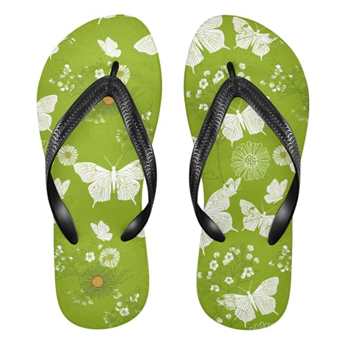 Burbuja Butterflies Floral Flip Flops for Women Men, Soft Thong Sandals Rubber Slippers for Pool Beach Essentials