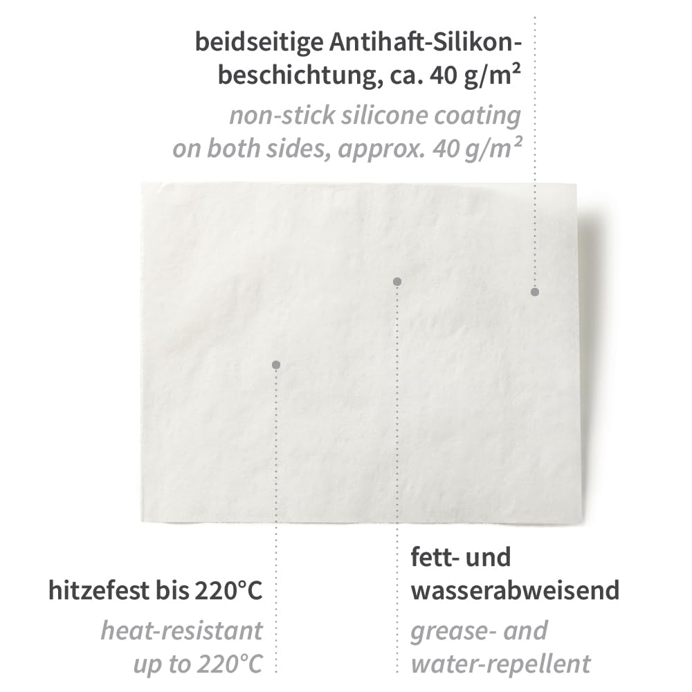 1 Stück Hygostar Backpapier Light, Bogen | Silikon-Beschichtung, weiß, L: 78cm, B: 57cm, 500 Stück/Karton, Karton, Backpapier, Pergamentpapier, Backblätter