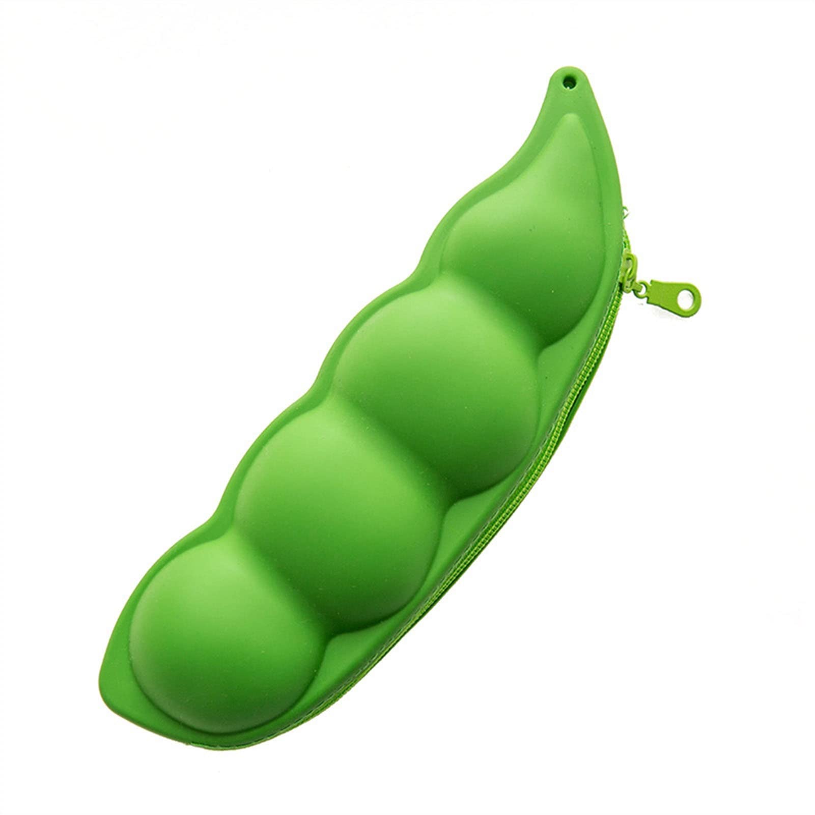 BAMFYCreative Pencil Case Silicone Peas Pencil Pouch Student Large Capacity With Zipper Closure Pencil Bag (Color : Green)