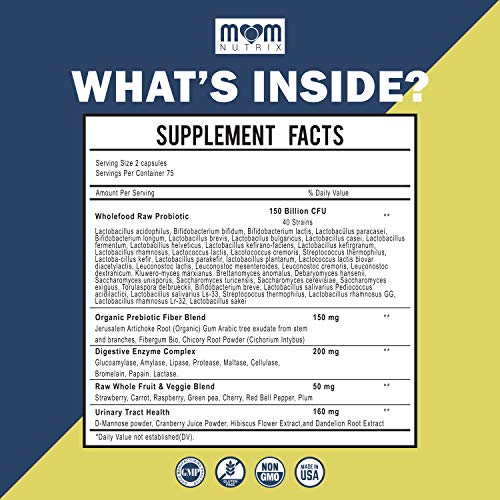 Probiotics 150 Billion Cfu - 40 Strain Probiotics For Women, Probiotics For Men And Adults - Shelf Stable Probiotic With Organic Prebiotic - Acidophilus Probiotic - 150 Capsules - Made In Usa #TOP1