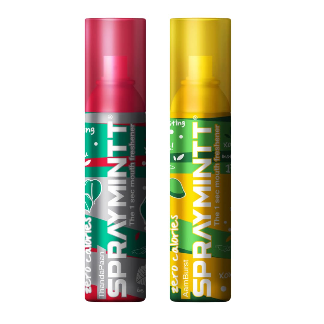 Spraymintt Mouth Freshener | 175+ sprays of instant long lasting with Zero Calories Freshness | Thandapaan flavour + Aamburst flavour | 15g - Combo of 2