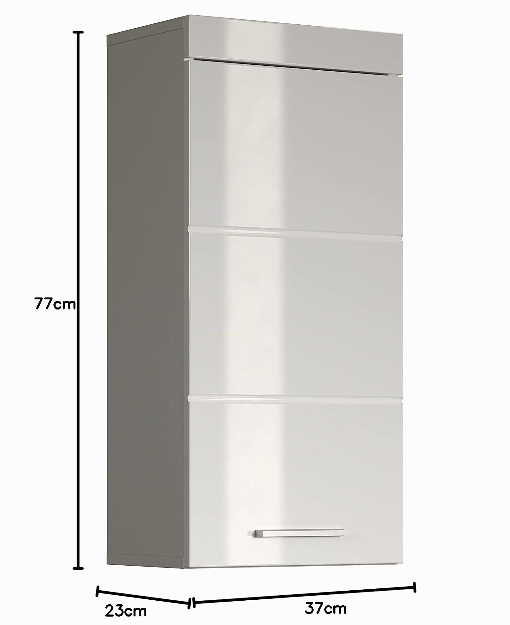 trendteam smart living Meuble Haut/Placard Mural pour Salle de Bain Amanda, 37 x 77 x 23 cm en Blanc/Blanc Brillant avec Beaucoup d'Espace de Rangement