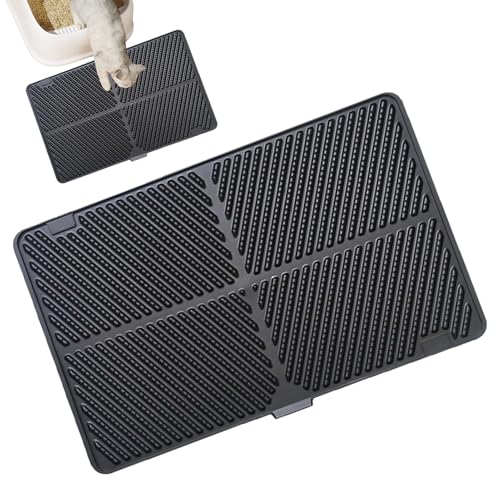 Lesunty Litter Mat | 猫トイレマット 子猫用品 折りたたみ防水,室内用 キャットフードエリア 床保護マット リビングルーム用