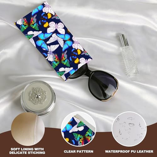 Image of Anikathy 2Pcs Sunglass Eyeglass Glasses Case Soft PU Leather with Cleaning Cloth Cute Glasses Pouch Bag for Men Women Girs