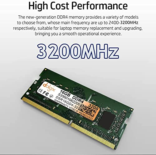 Image of Dolgix 16GB DDR4 3200MHz Laptop /Notebook RAM (Memory) SO-DIMM | PC4-25600 | Pin-260 | 1Rx8 Single Rank | CL-22 | 3 Year Warranty (Made in India)
