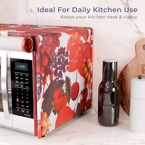 Image of Kuber Industries 20 Ltr PVC Microwave Oven Cover for Kitchen | Microwave /Oven /Otg Cover - Protects from Spills, Stains & Scratches | Fruit Print - Multicolor