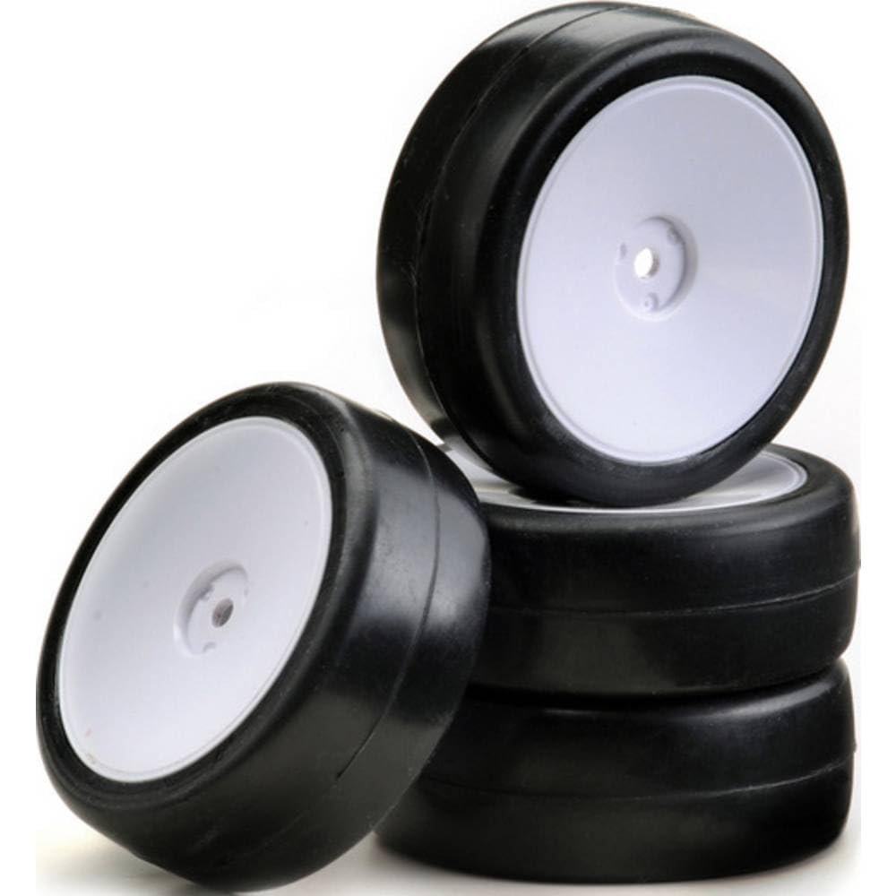 Absima 1:10, ruote complete, Slick Disk, bianco, 4 pezzi.