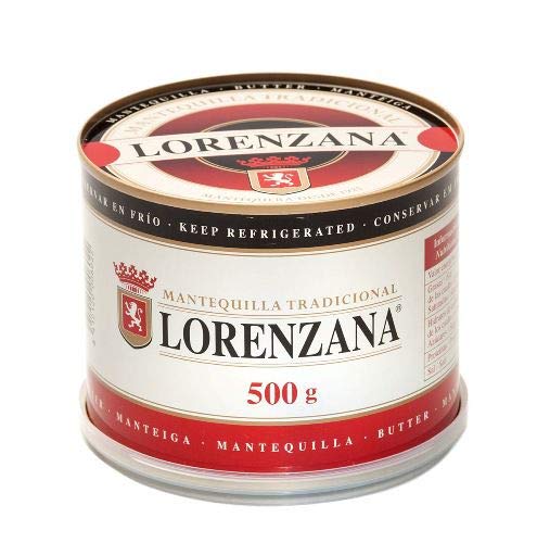 Mantequilla asturiana tradicional LORENZANA sin sal.(varios formatos).Envío GRATIS 24h. (Lata de 500gr, pack 4 unidades)