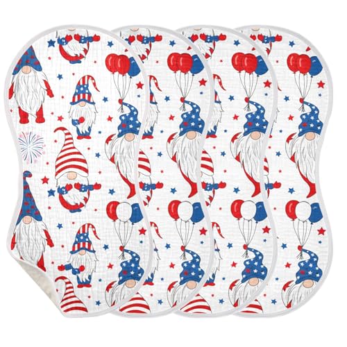 Muslin Burp Cloth for Baby 2PCS American Gnomes Red Super Absorbent Burping Cloths, Bibs for Newborn Boys Girls3