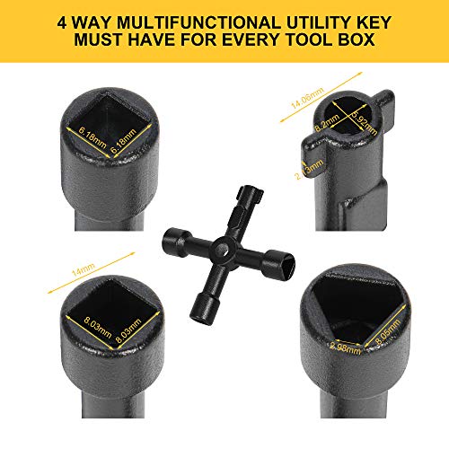 Water Meter Key 12 Inch - Contractor Grade Enforced Steel T-Handle - Curb Valve Key Wrench Tool for Curb Main Water Shutoff Valve | Comes with 4-way Multi-Functional Utility Key - Thumbnail 5
