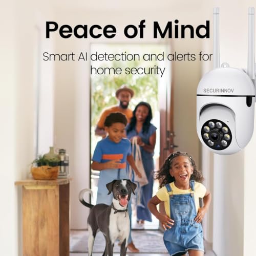 Image of securinnov 3MP Wireless PTZ Security Camera for Home Outdoor | Dual Antenna | 360 Pan Tilt | Night Vision | Two-Way Audio | Motion Detection | WiFi CCTV Camera with Mobile App V380 Pro (Mini PTZ)
