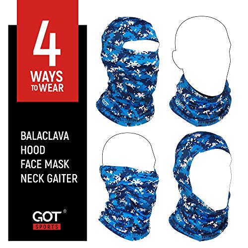 Got Sports Upf 50+ Camo Balaclava - Hood Balaclava Face Mask For Men & Women - Sun, Wind, Dust, Protection (Pixel Blue Camo) #TOP2