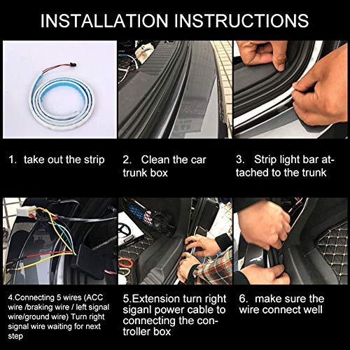 Image of AUTO SNAP Universal Flow Car LED Light Streamer Brake Trunk Signal Light for All Cars & Mini SUVS (Black, 4FT)