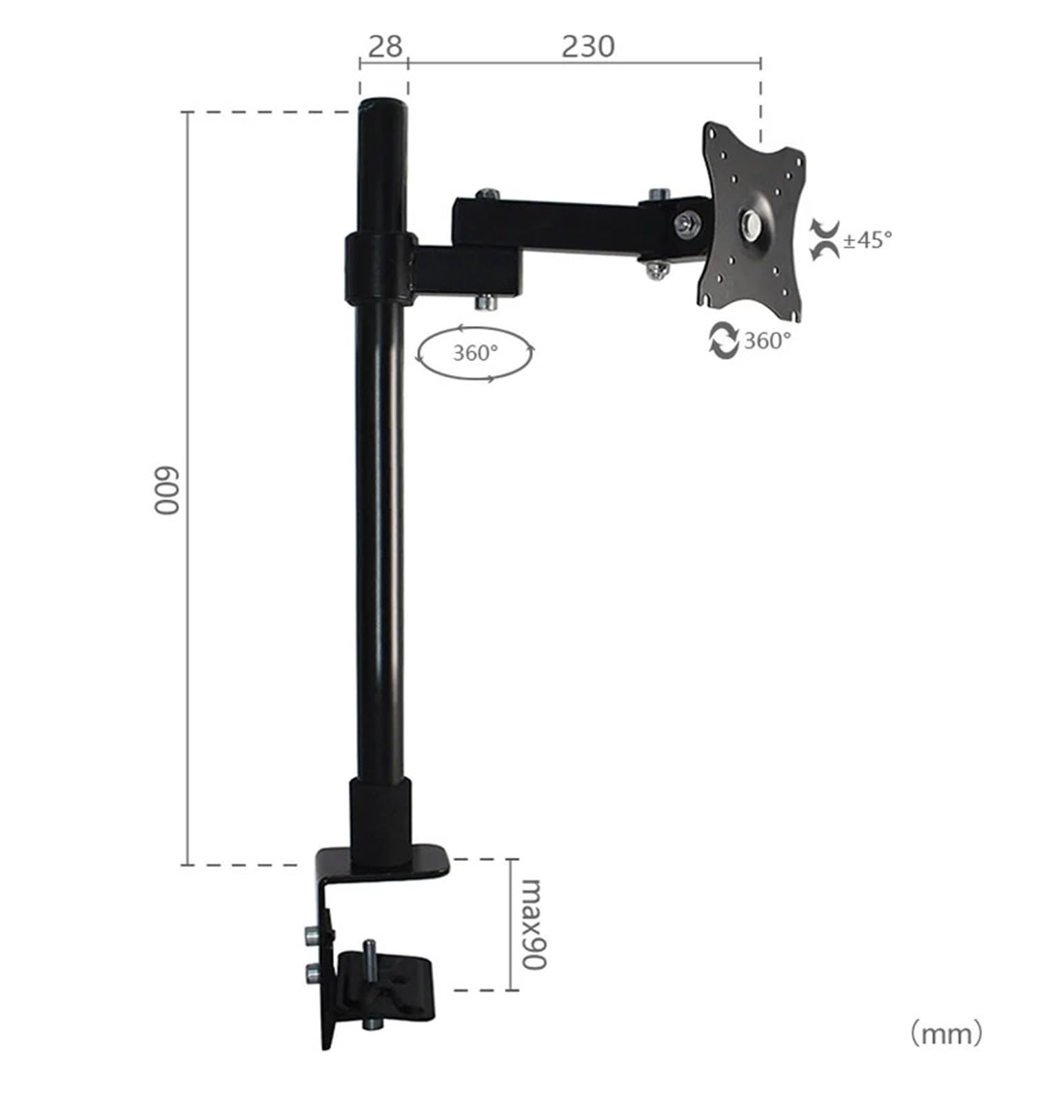 Supporto for monitor singolo LCD LED completamente regolabile da 14-27 pollici, supporto da scrivania for TV VESA 100x100, bianco XL19(14-27inch XL09-600)
