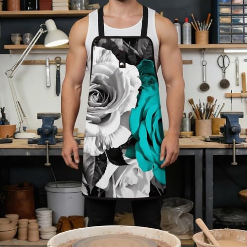 Delantal de trabajo con flores y 8 bolsillos para herramientas miniatura 4