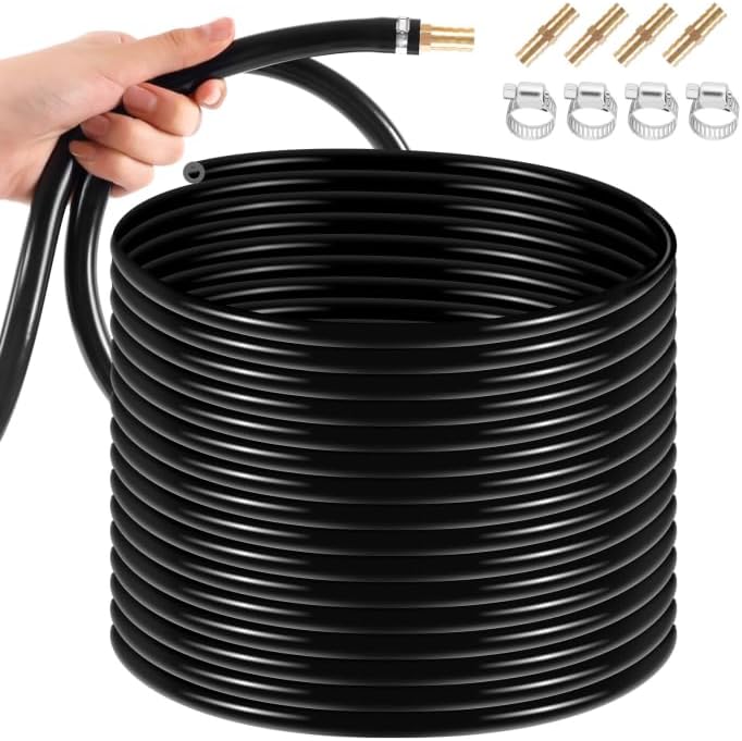 3/8" Self Sinking Aeration Hose, Weighted Hose for Pond Aerator with Copper Menders, Pond Aerator Tubing for Aquaculture and Outdoor Ponds
