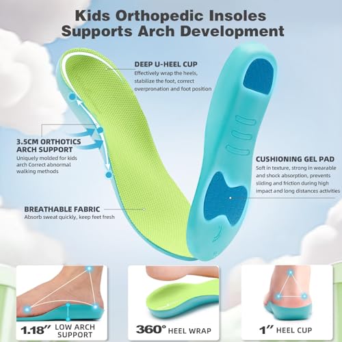 Boys Girls Kids Orthopedic Tennis Shoes: Wide Toe Box Comfortable Casual Plantar Fasciitis Arch Support School Athletic Running Sneakers, Lightweight Orthotic Sports Walking Shoes for Foot and Pain3