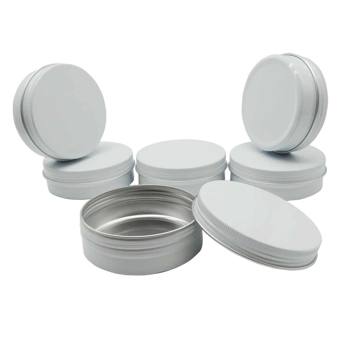 Wopanxye 6pack 100ml Aluminum Tin Jars, 100 Gram Empty Travel Cosmetic Sample Container with Screw Cap Lid, 100g White Metal Tins Can for DIY Crafts,