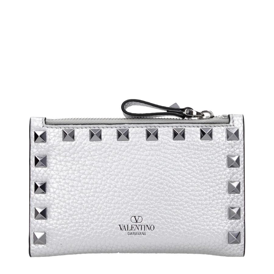 Valantino Garavani Women's Rockstud Silver Leather Wallet