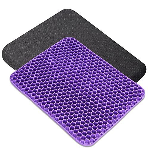 SMRONAR Gel Seat Cushion Double Thick - Honeycomb Breathable Office Chair Cushion for Back, Hip & Sciatica Pain Relief - Non-Slip Cool Gel Car & Wheelchair Cushion (Home/Work Use)