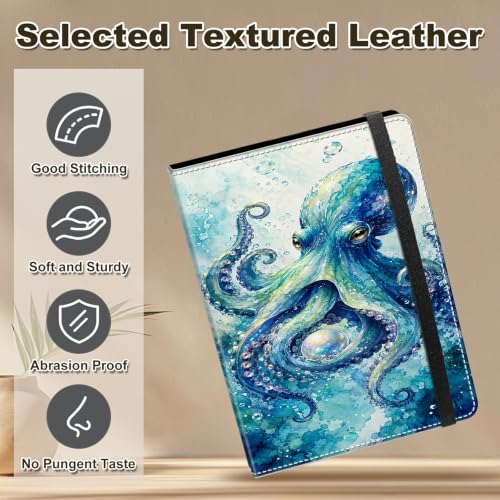 Image of Photo Album 4x6 120 Photos with Strong Elastic Band, Ocean Octopus | Large Capacity Premium Leather Picture Album, Portable Wallet Albums Photo Book for Family Anniversaries Wedding Baby