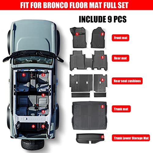 Image of Mabett Interior Cover Mats Set for 2021-2026 Ford Bronco Accessories 4-Door
