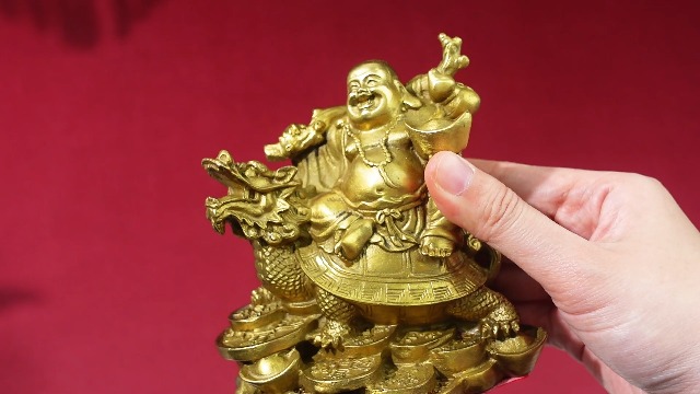 Estatua Buda Risueño de Latón Feng Shui 4.5 pulgadas miniatura 7