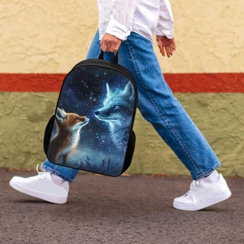 Galaxy Fox Backpack For School Teens Double Zipper Comfy Padded Book Bag Boys Girls 17 Inch Large Middle Student Backpack4
