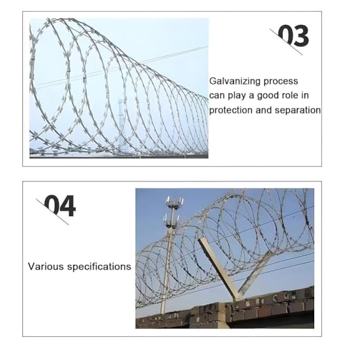 Alambre de púas galvanizado, alambre de acero galvanizado en espiral, cerca de seguridad para granja, jardín (Color: Plata, Tamaño: 250ft) miniatura 6