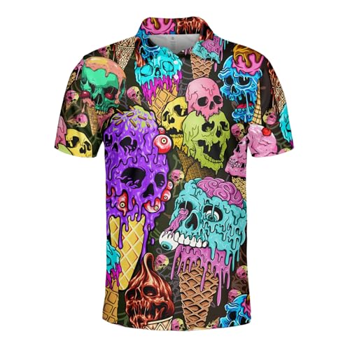 Funny Casual Golf Polo Shirts for Men Polos Mens Polo Shirts Short Sleeve Button Up Shirt Men