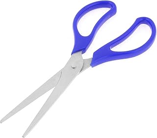 Aexit Paper Craft Hand Operated Tools Cutting Blue Handgrip Coated Stainless Steel Scissors 7.1