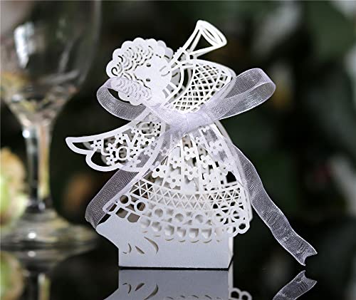 GIVBRO Lot de 50 boîtes à dragées en papier avec ange creux pour mariage, fête prénatale, banquet, décoration de fête