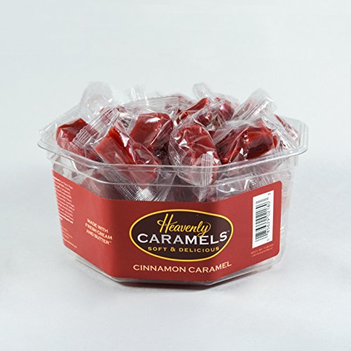 J Morgan Confections Heavenly Caramel | Cinnamon Flavor | 45 Count Tub | Gourmet Soft and Chewy Butter Caramel Candies | Hand-Crafted Golden Treats