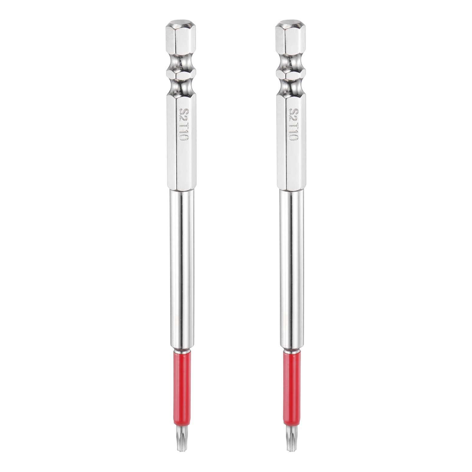 sourcing map 2pcs TT10 Torx Head Screwdriver Bit 1/4" Hex Shank 110mm Long Magnetic Tamper Proof 6 Point Star Drill Bits S2 Steel Industrial Power Screwdrivers with Hole Tip — image 1