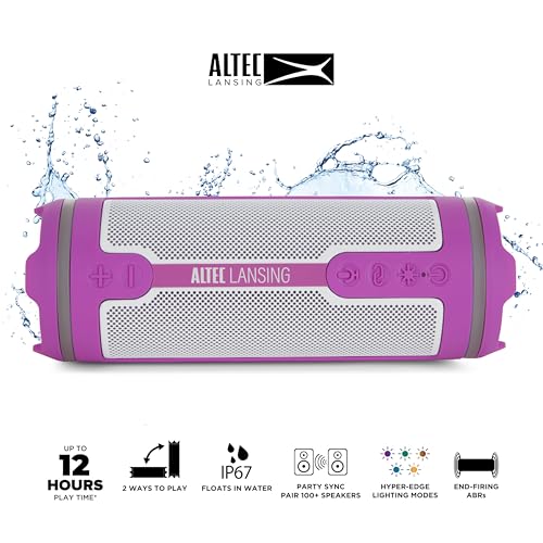 Image of Altec Lansing HydraMOTION 2.0 Wireless Bluetooth Speaker, 16H Battery, RGB Lights, USB-C Quick Charge, IP67 Rated Waterproof Bluetooth Speaker, Mountable, Voice Assistant