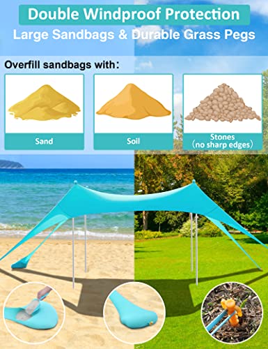 Anngrowy AN-S Beach Tent Canopy 10'X10' Beach Tents Sun Shelter 6-8 Person Beach Canopy Tent Sun Shade Easy Setup Pop Up Beach Shade Canopy Portable Beach Tent Upf 50+ Waterproof Windproof Beach Canopy thumb #4