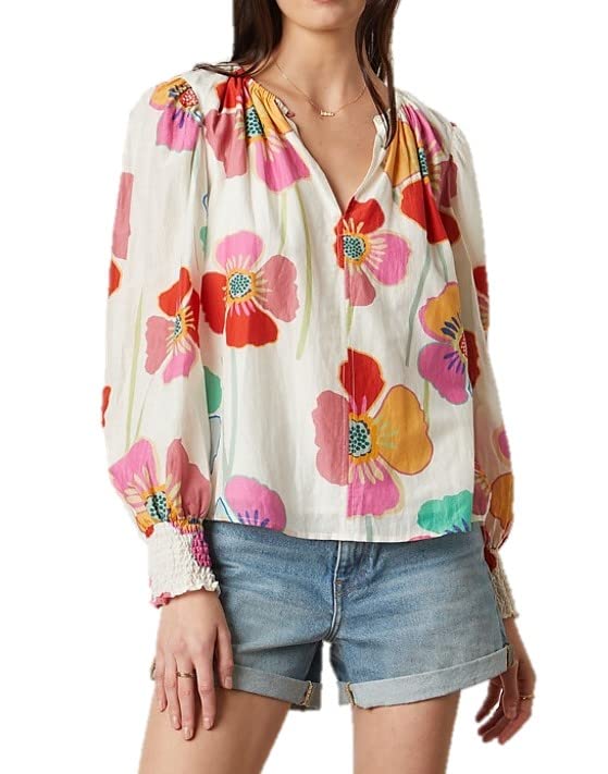 Velvet by Graham & Spencer Women's Avery Print Cotton Silk Voile Top