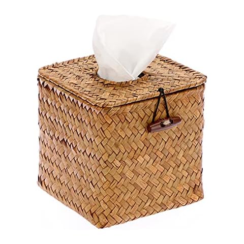 BTSKY Seagrass Tissue Box Holder for Home Cover