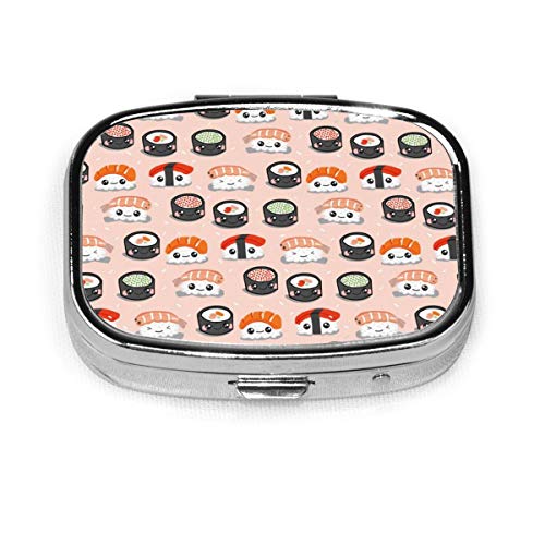 Preisvergleich Produktbild Lachs Sushi Benutzerdefinierte Fashion Square Pillendose Tablet Halter Tasche Geldbörse Organizer Fall Dekoration Box
