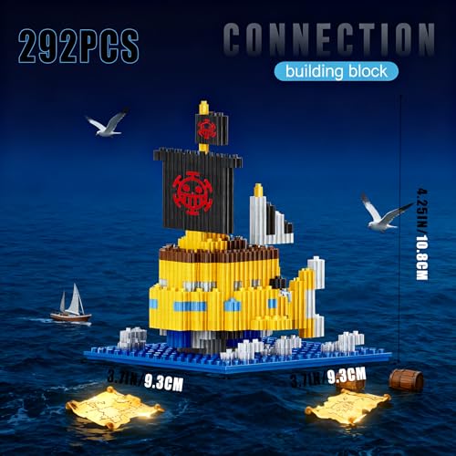 Image of 5 Mini Pirate Ship Building Blocks, Japanese Top Pirate Ship Straw Hat Crew Going Merry - Thousand Sunny - Polar Driver - Snake Princess, Play Adventure Piece One Gift for Adult, Teen 14+