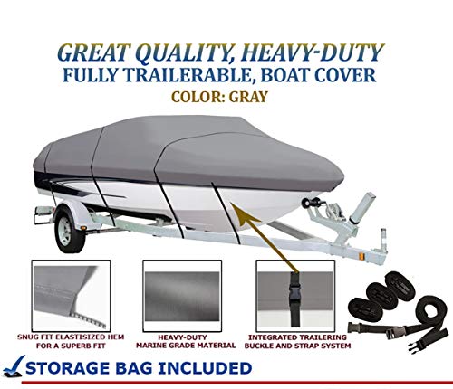 SBU Grey Boat Cover Compatible for BAYLINER Capri 1850 BR 1990 1991 1992 1993 1994,Travel Storage Mooring